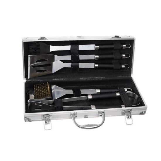 Ustensile pentru barbecue, grill, gratar, inox, trusa aluminiu, set 5 piese, 35 cm, Kaminer