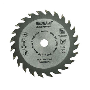 Disc circular vidia, pentru lemn, 24 dinti, 89 mm, Dedra