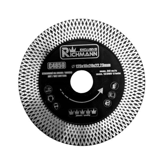 Disc diamantat turbo subtire, dublu segmentat, placi ceramice, taiere umeda si uscata, 125x22.23x1.3 mm, Richmann Exclusive