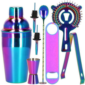 Kit pentru barmani, cocktail shaker, inox, multicolor, set 8 piese, 550 ml, Springos