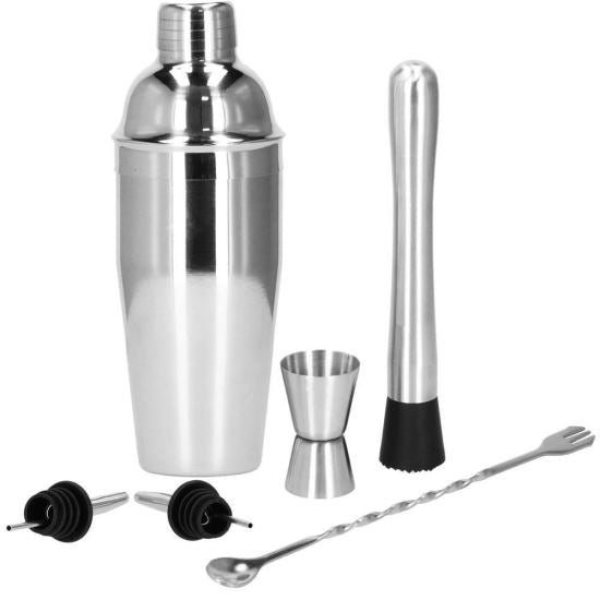 Kit pentru barmani, cocktail shaker, inox, set 6 piese, 750 ml, Springos