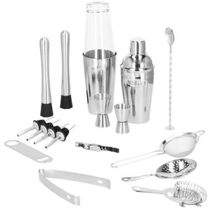 Kit pentru barmani, cocktail shaker, inox, set 18 piese, 700/400/550 ml, Springos