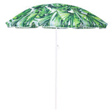 Umbrela plaja, cu manivela, husa, model frunze, verde, 140 cm, Springos