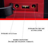 Boxa portabila, bluetooth, cu acumulator 2 Ah, incarcator 20V Li-ion, 15 W, 15x16x18 cm, Worcraft