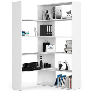 Biblioteca, placa laminata, 2 module, 2x5 rafturi, alb, 182 cm, Twist