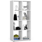 Biblioteca, placa laminata, 8 rafturi, alb, 70.5x33x144 cm, Quad