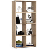 Biblioteca, placa laminata, 8 rafturi, stejar, 70.5x33x144 cm, Quad