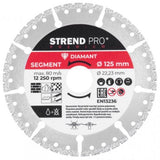 Disc diamantat segmentat, universal, vacuum brazed, taiere umeda si uscata, 125 mm, Strend Pro Premium 