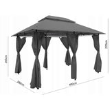 Pavilion/foisor pentru gradina/terasa, cadru metalic, cu perdele, crem, 4x2.8x2.7 m