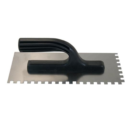 Gletiera inox cu zimti, 6x6 mm, maner plastic, 13x27 cm