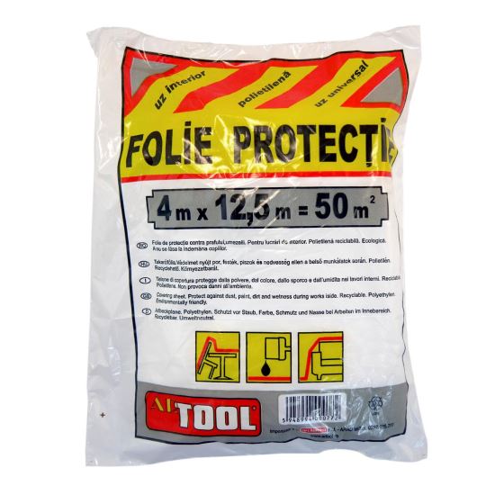 Folie acoperire/protectie 4x12.5 m, 50 mp, LDPE, 7 microni, ARTOOL