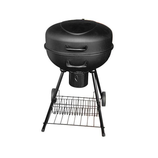 Gratar gradina, grill rotund, cu roti, capac, 54x57x92 cm, Oliver