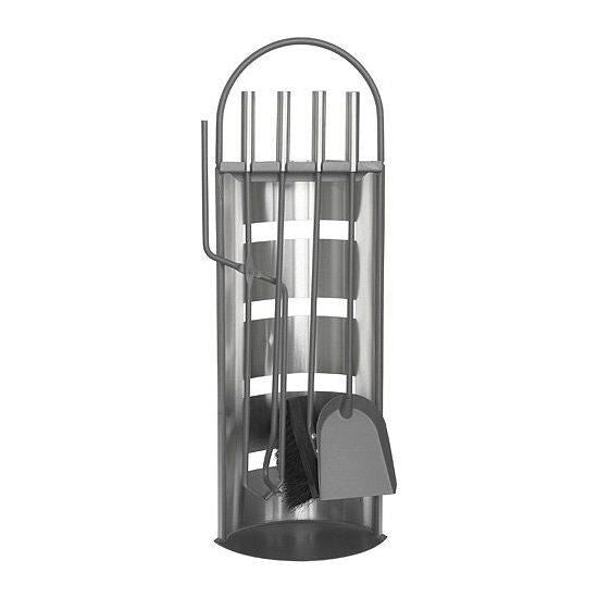 Set accesorii semineu, suport cu 4 piese, inox, 66 cm