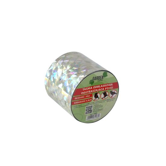 Banda reflectorizanta pentru alungat pasari, 2.8 cm x 50 m, argintiu