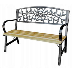 Banca de gradina, metal si lemn, 120x56x85 cm, Sorina