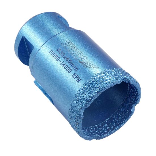 Carota diamantata, vacuum brazed, pentru placi ceramice, sticla, piatra, teracota, taiere uscata, M14, 45 mm, Dedra