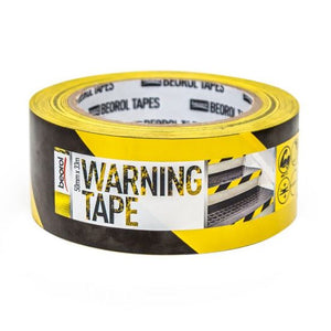 Banda avertizare adeziva, 50 mm x 33 m, galben-negru, Beorol