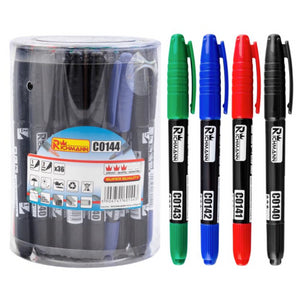 Marker permanent subtire, 2 capete, 4 culori, (set 36 buc), RICHMANN