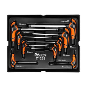 Set chei HEX cu maner TIP T, sertar TIP B (385x290 mm) pentru dulap mobil, 1.5-10 mm, 9 buc, RICHMANN EXCLUSIVE