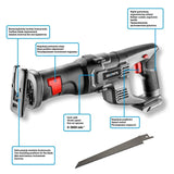 Fierastrau tip sabie, 18V Li-ion (acumulator neinclus), 22 mm, Graphite Energy