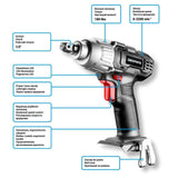 Masina de insurubat, cu impact, 18V Li-ion (acumulator neinclus), 180 Nm, 1/2", Graphite Energy