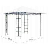 Pavilion pentru gradina/terasa, cadru metalic, alb, 3x3x2.65 m, Delia