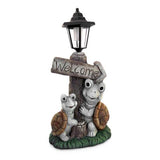 Decoratiune gradina, ceramica, lampa solara, broaste testoase, 23.5x16x33 cm