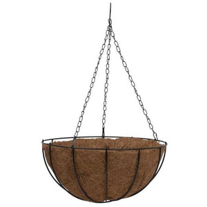 Ghiveci decorativ cu lant, rotund, nuca de cocos, 35x35x17 cm 