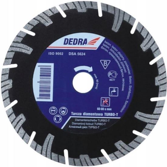 Disc diamantat segmentat, beton armat, taiere umeda si uscata, 200/25.4 mm, Dedra