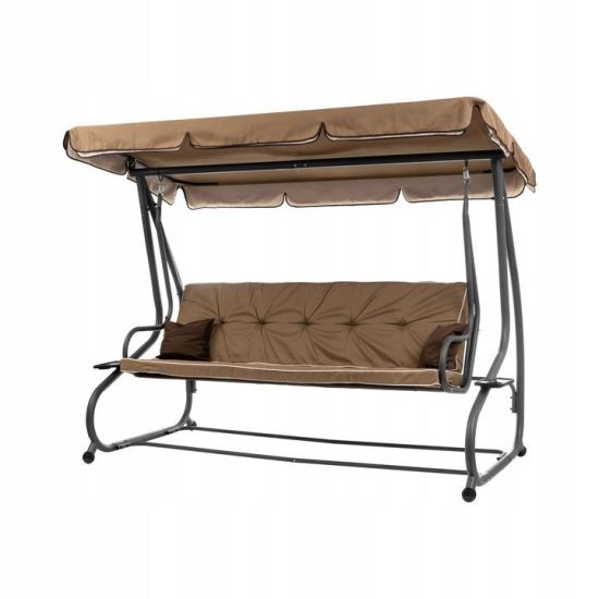 Balansoar gradina, 3 locuri, cappuccino, 230x120x164 cm, functie pat