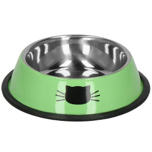 Castron, bol, pentru caine, pisica, rotund, inox, verde, 12 cm