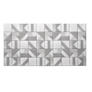 Panou decorativ, PVC, model marmura, geometric, alb si gri, 96x48.5 cm