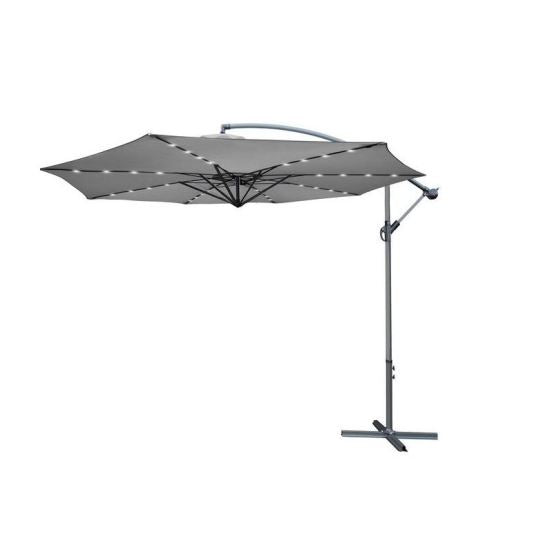 Umbrela gradina/terasa, articulatie, cu LED , culoare gri, 350 cm, Malatec