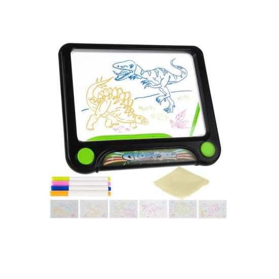 Tableta grafica/desenat, magnetica, pentru copii, 4 markere, LED, 3xAAA, 24.5x21x2 cm