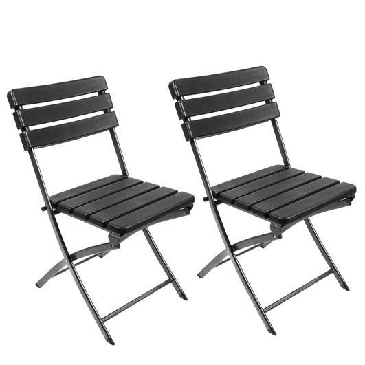 Set 2 scaune pliabile gradina, camping, pescuit, cadru metalic, HDPE, negru, max 120 kg, 38x46x82 cm