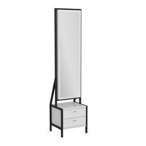 Dulap cu oglinda pentru bijuterii, pal melaminat, 4 rafturi, 2 sertare, alb, 41x35x170 cm, Moving Mirror, Minar