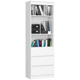 Biblioteca, placa laminata, 3 sertare, 3 rafturi, alb, 60x35x180 cm