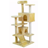 Ansamblu de joaca pentru pisici, cu scara si platforme, bej, 127 cm, Malatec