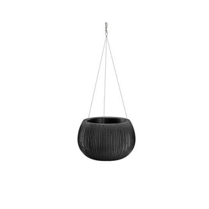 Ghiveci decorativ cu lant, rotund, negru, 2.3 L, 23.8x16.1 cm, Beton Bowl WS