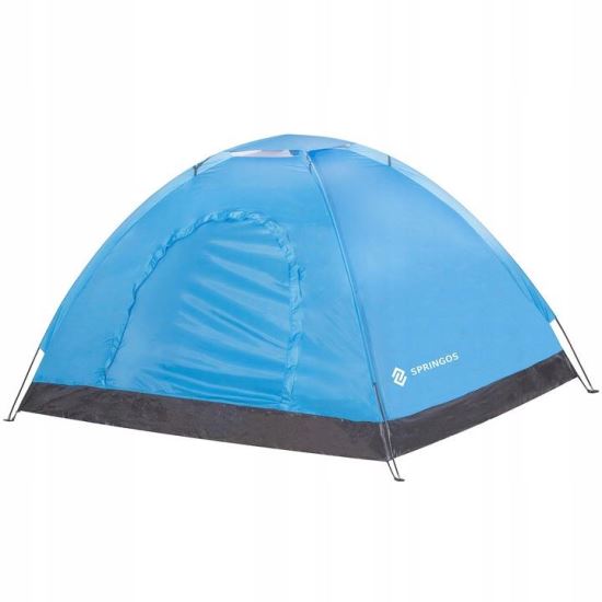 Cort camping, albastru, 200x150x110 cm, Springos