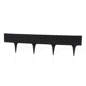 Gard pentru gradina din plastic flexibil, negru, model ratan, set 3 buc, 82x9.5/20 cm, 2.40 m, Gardenplast