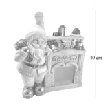 Decoratiune ceramica, Mos Craciun cu semineu, LED, 3xAAA, 36x11x40 cm