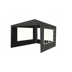 Pavilion pentru gradina/terasa, cadru metalic, 3 pereti, cu ferestre, gri, 3x3x2.5 m, Malatec