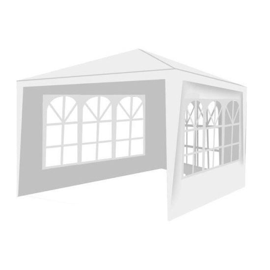 Pavilion pentru gradina/terasa, cadru metalic, 3 pereti, cu ferestre, alb, 3x3x2.5 m, Malatec