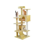 Ansamblu de joaca pentru pisici, cu scara si platforme, bej, 127 cm, Malatec