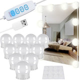 Becuri LED pentru oglinda, masa de toaleta, machiaj, cu panou control, 30 moduri iluminare, USB, set 10 buc, Malatec