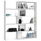 Biblioteca, placa laminata, 2 module, 2x5 rafturi, alb, 182 cm, Twist