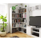 Biblioteca, placa laminata, 2 module, 2x5 rafturi, alb, 182 cm, Twist