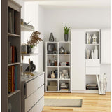 Biblioteca, placa laminata, 8 rafturi, alb, 70.5x33x144 cm, Quad