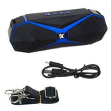 Boxa/difuzor, cu bluetooth, radio FM, USB, power bank, curea transport, negru si albastru, 22x5.5x8 cm, Isotrade
